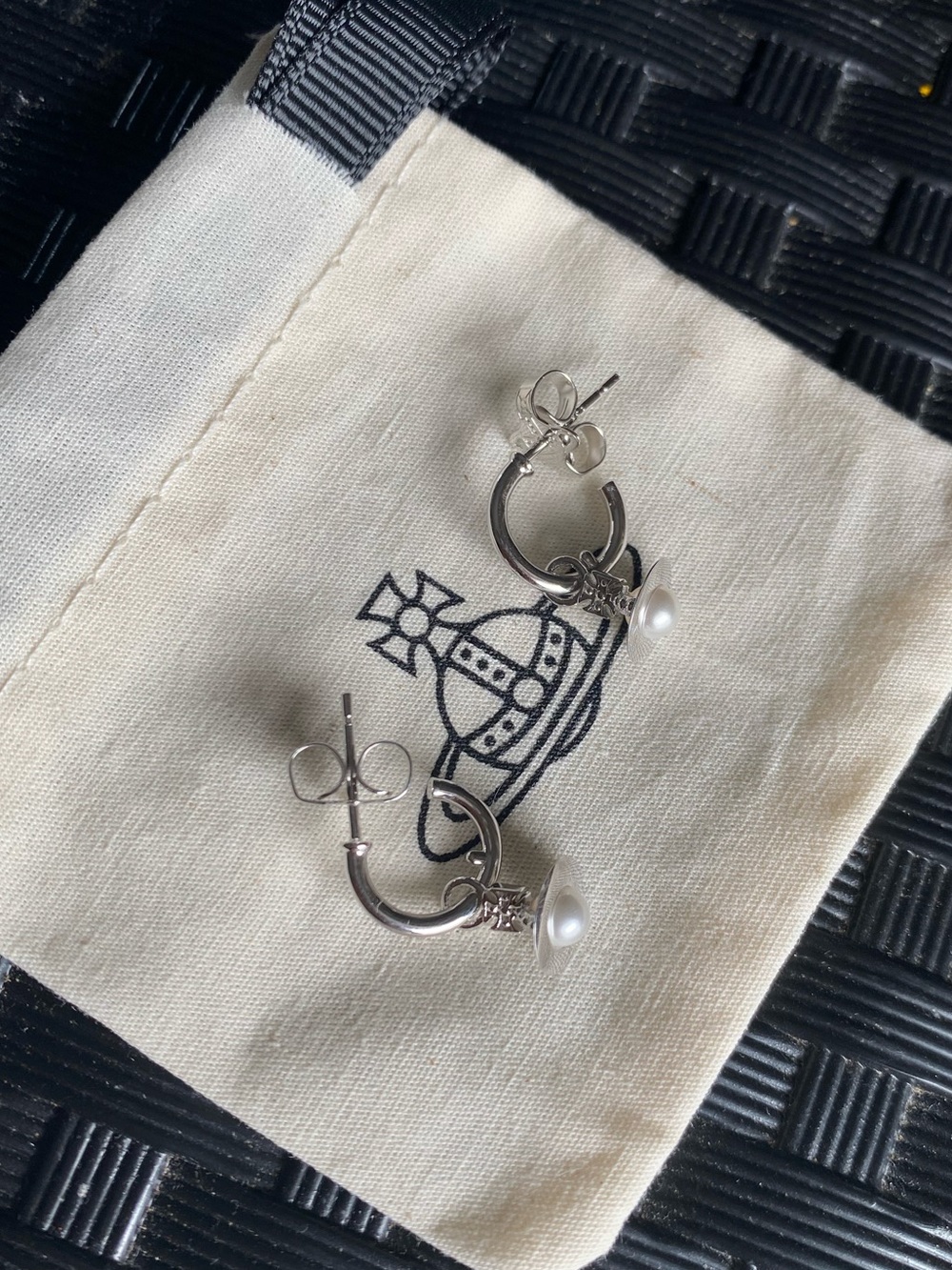 Vivienne Westwood mini Pearl Orb 925 Sterling Silver Earrings